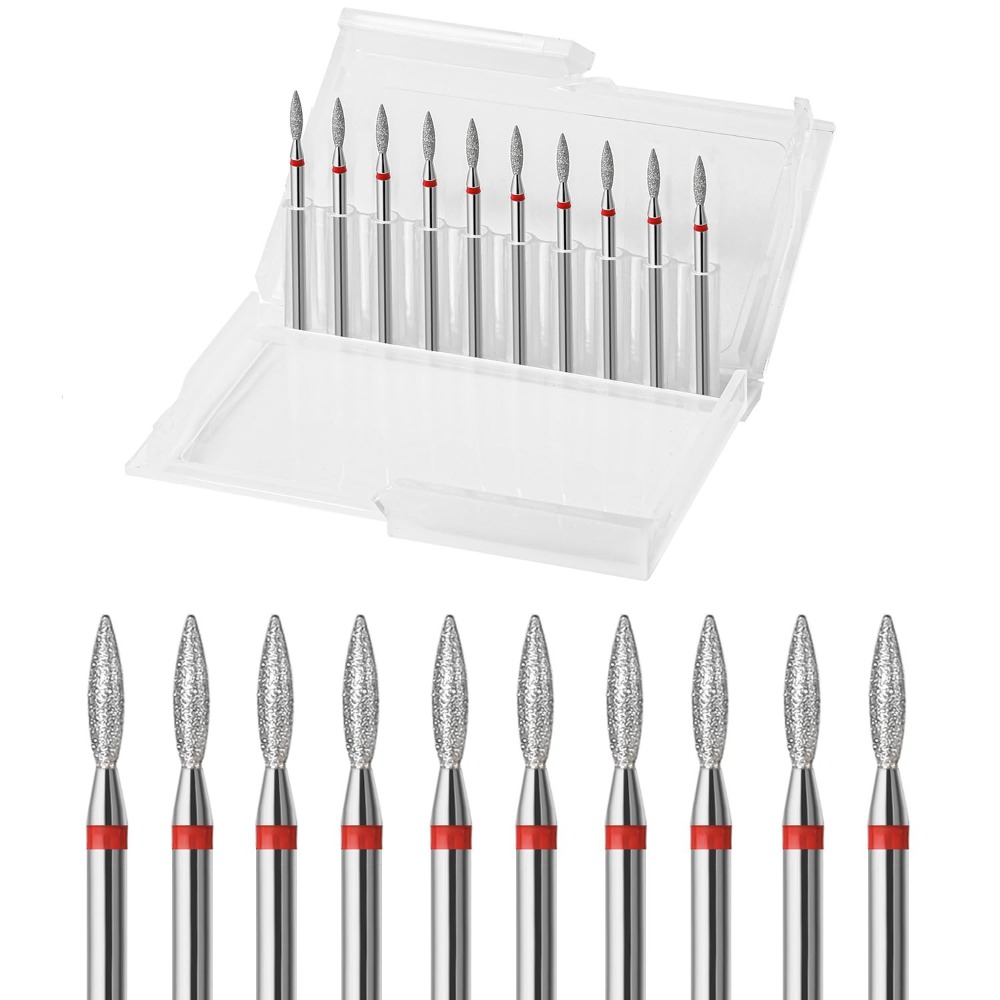Power Tools Total - 10pcs Flame Diamond Cuticle Nail Drill