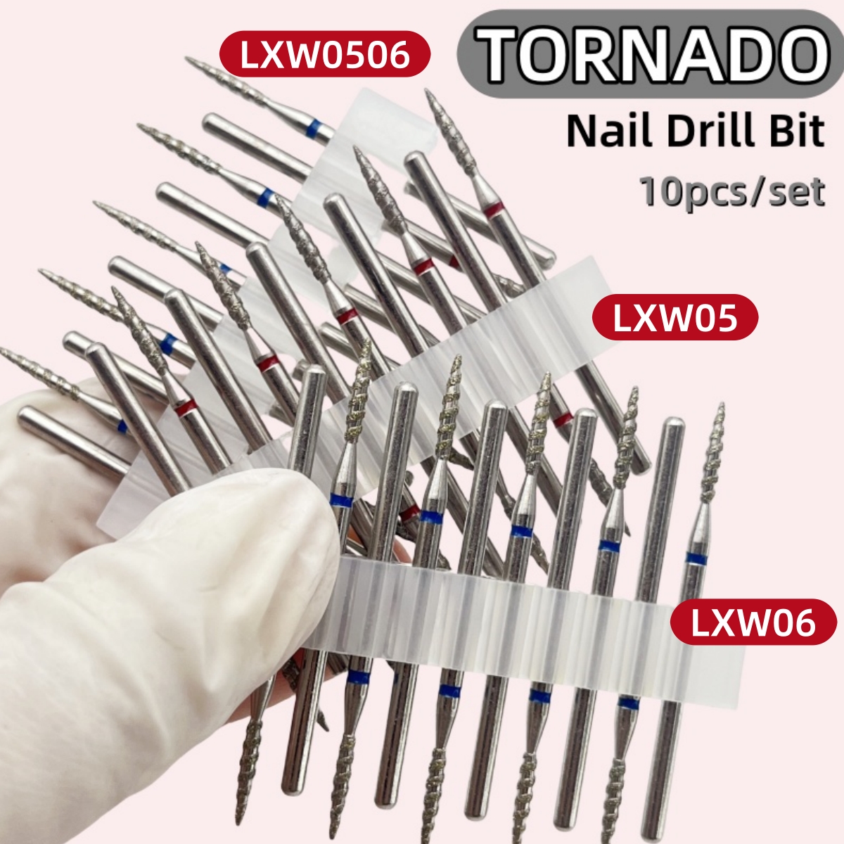 Rotary Tool Kit - 10Pcs Tornado Diamond Nail Drill Bit